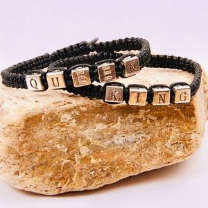 King Queen Bracelet 2PC Set His Hers Braided Rope